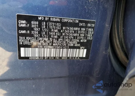 2021 Subaru Ascent Premium from USA, damaged, VIN 4S4WMAFD5M3414213